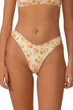 NEW MONTCE lulu mid rise bikini bottom in cherry sherbet